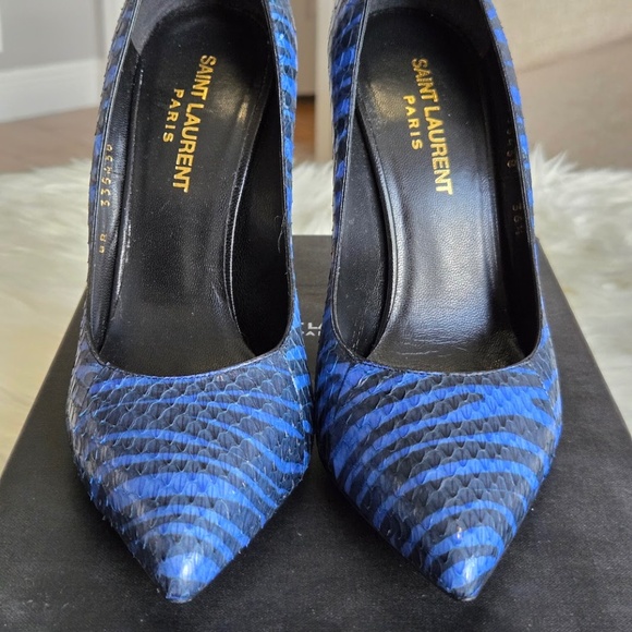 Saint Laurent Python-Embossed Zebra Print Pumps - Picture 2 of 5